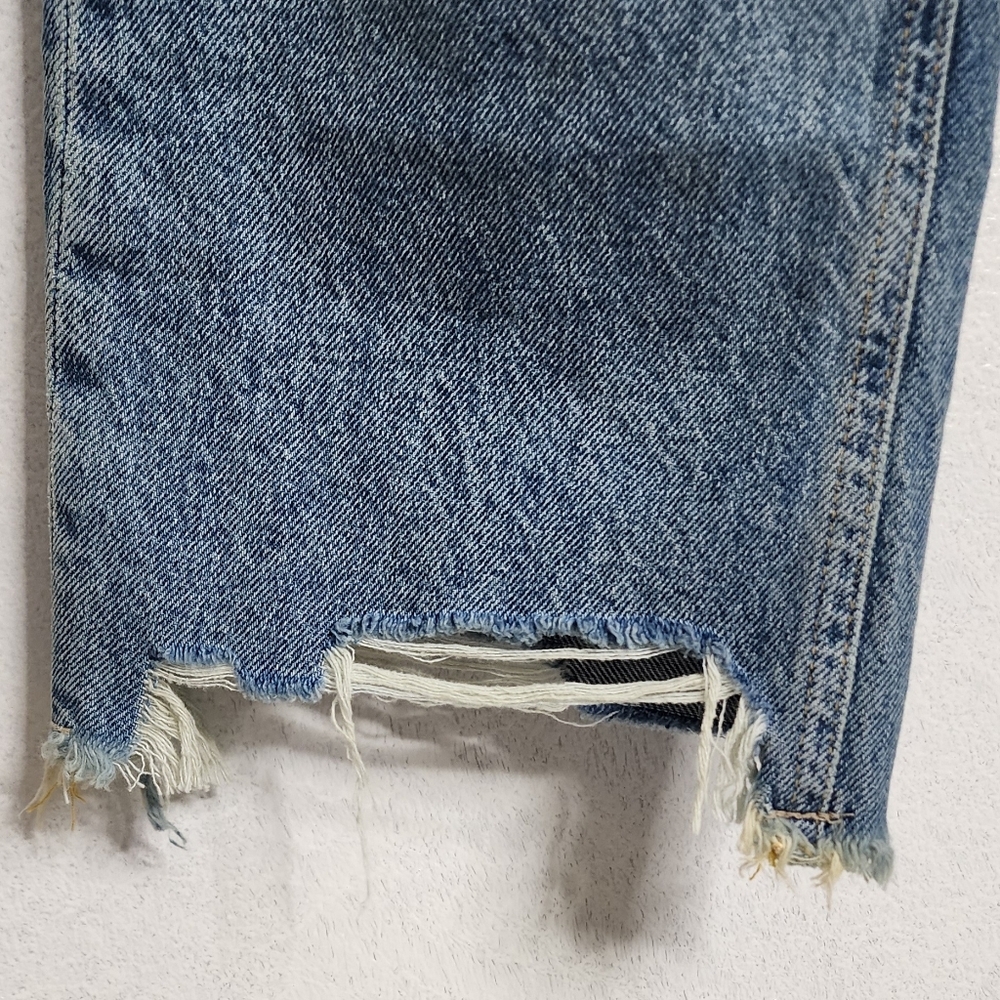 Free People We The Free Jeans Maggie Mid Rise Straight Leg Ripped Frayed Size 28 - Picture 6 of 7